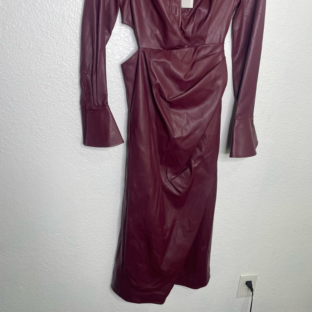 Jonathan Simkhai Burgundy Leather Midi Dress - Picture 10 of 16